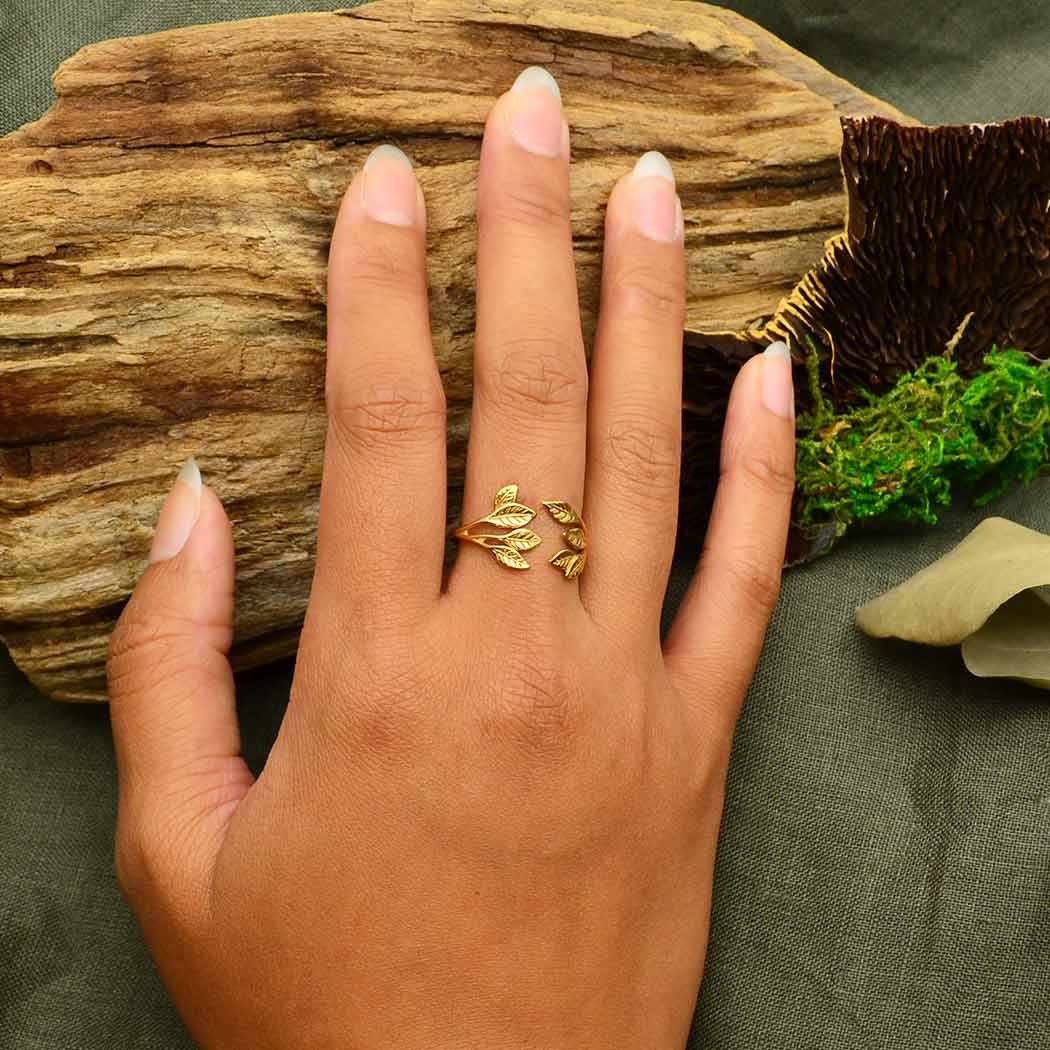 Leaf Cluster Adjustable Ring: Sterling Silver