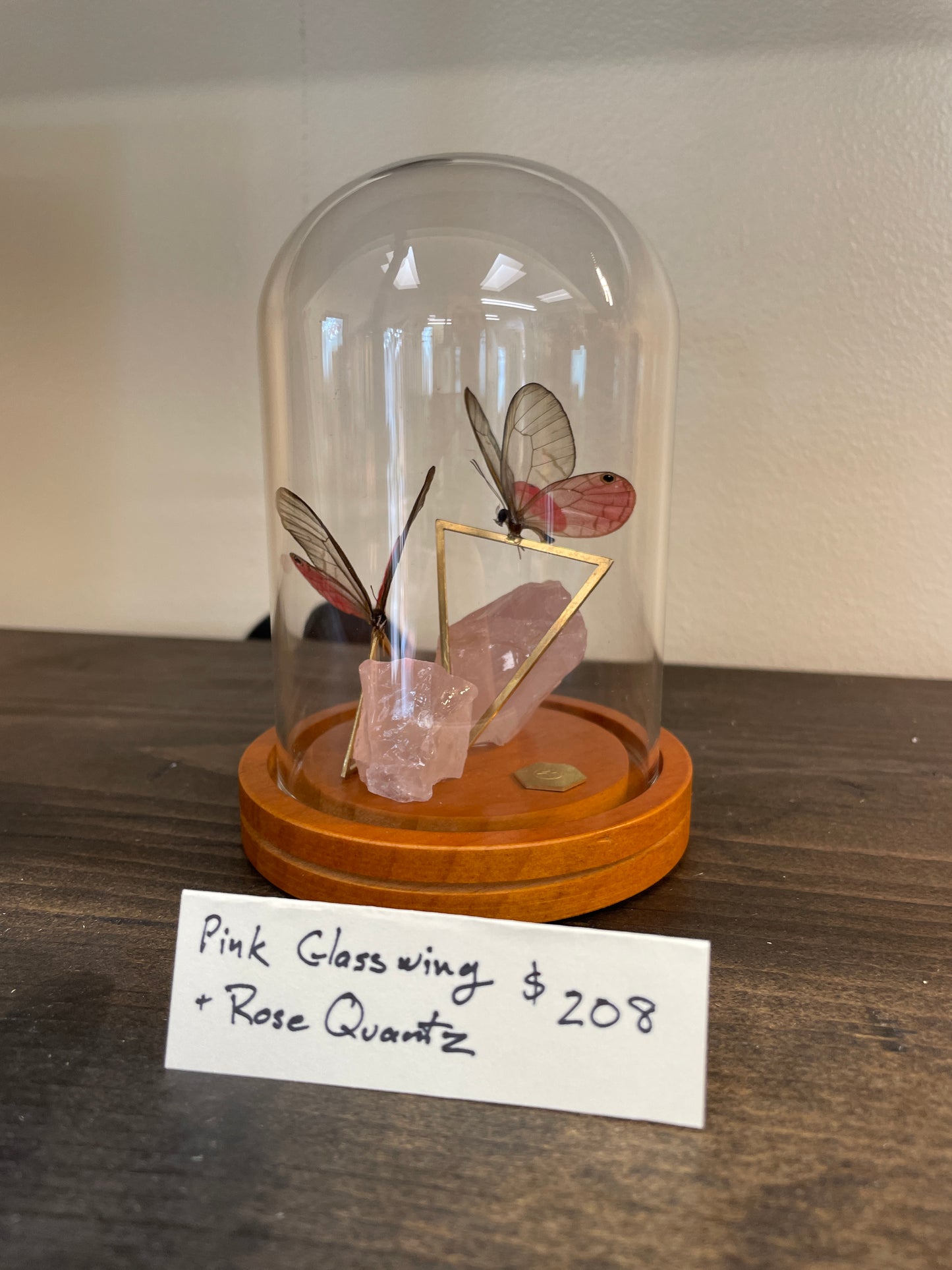 Pink Glass wing and rose quartz - Decayed Brocade