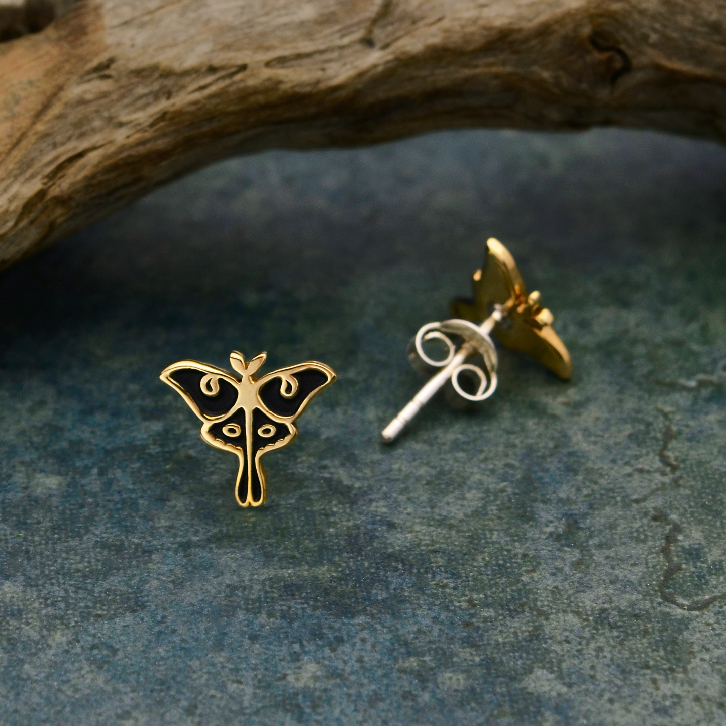 Luna Moth Post Earrings 9x10mm
