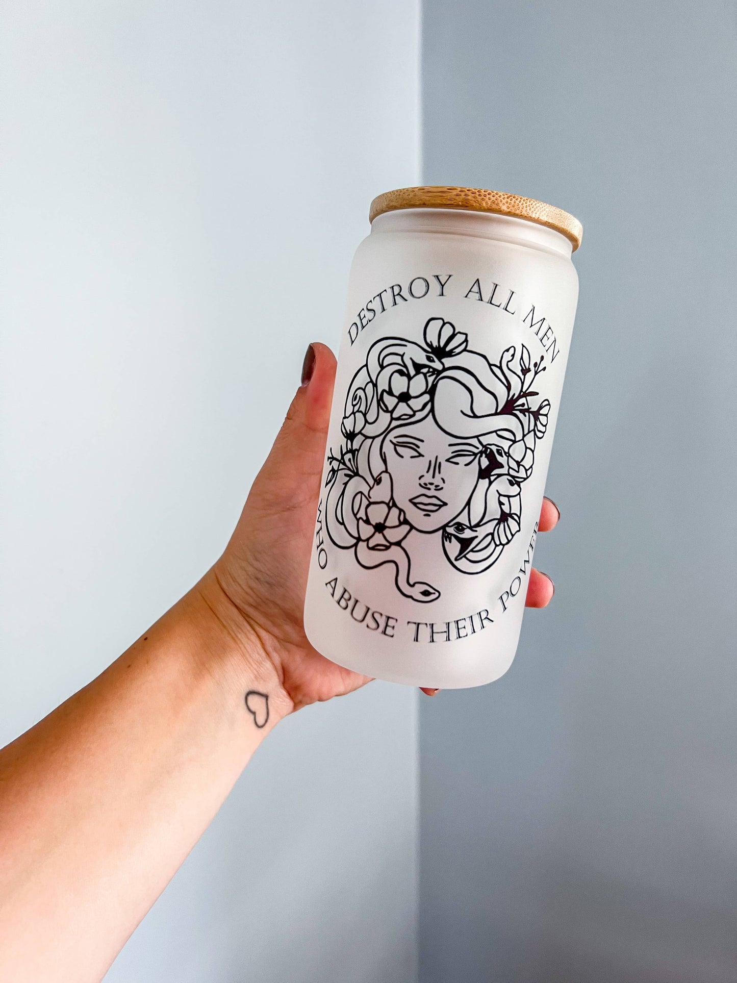 Destroy All Men Glass Can