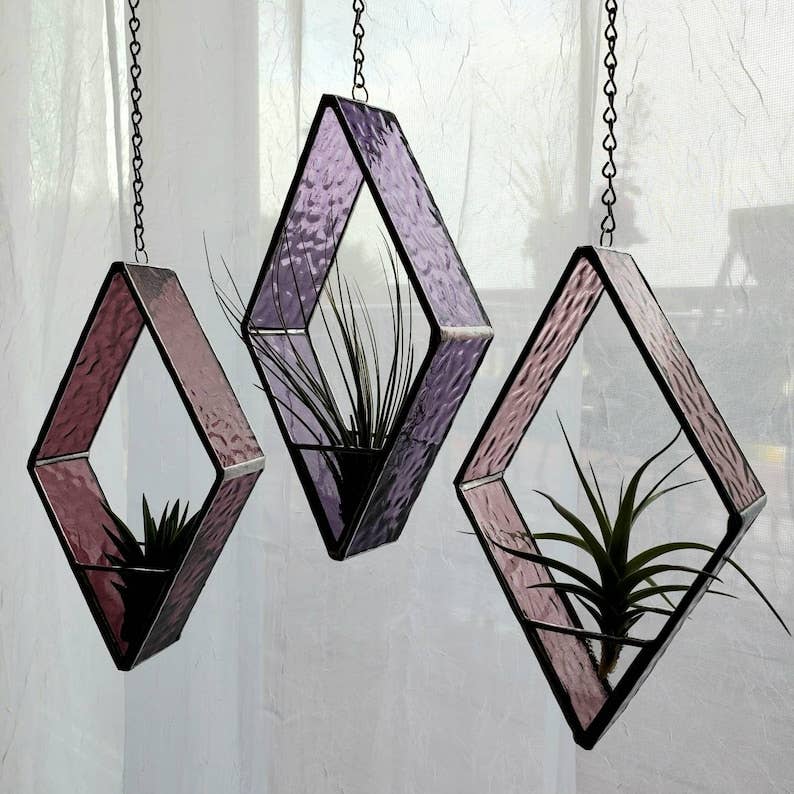 Stained Glass Air Plant Hanger PRPL