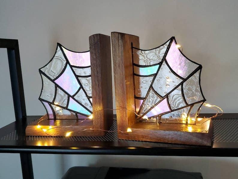 Stained Glass Web Bookends