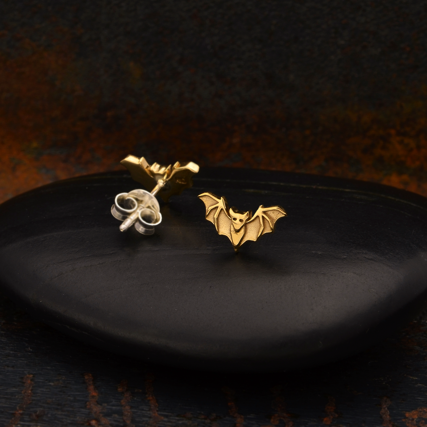Detailed Bat Post Earrings 6x10mm