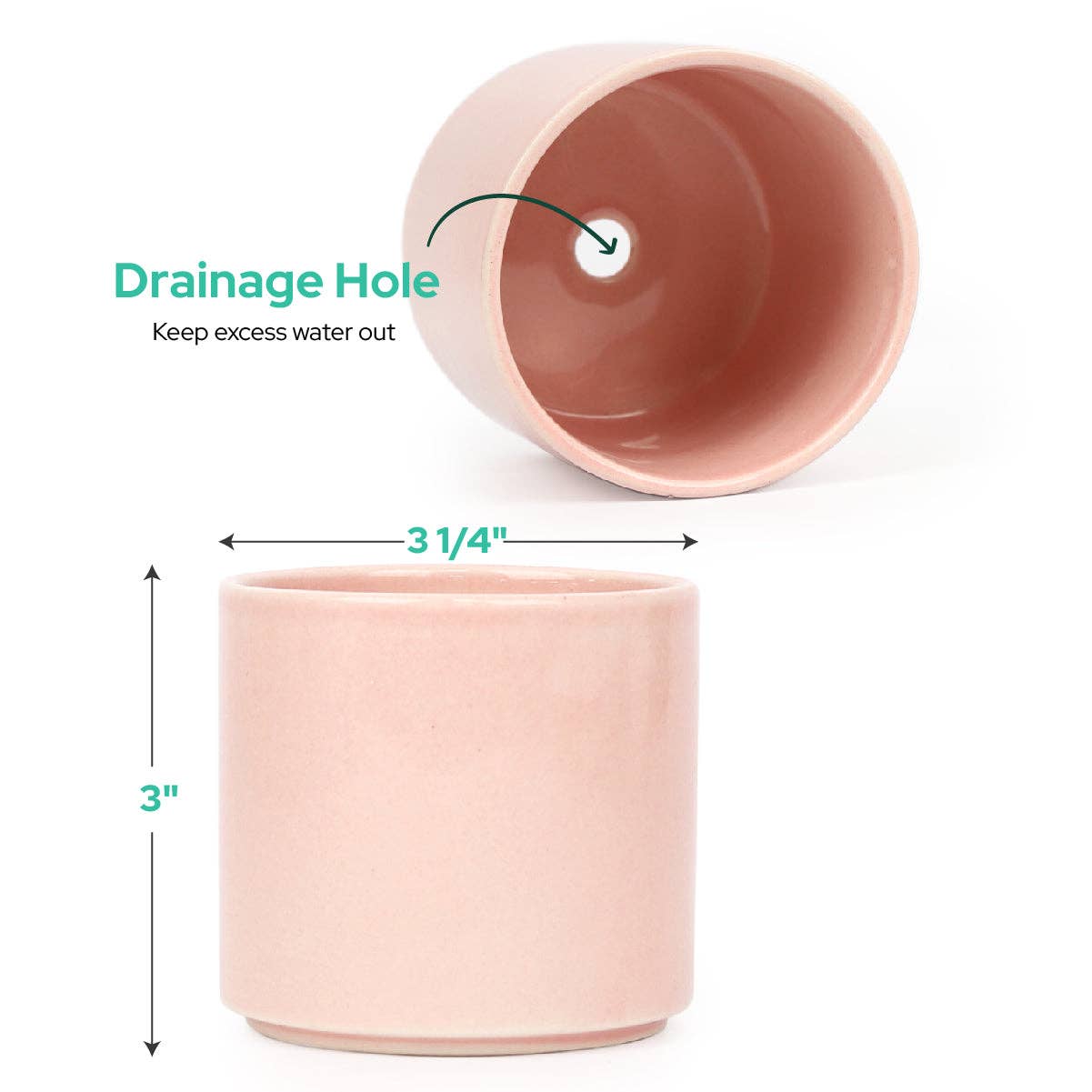 Coral Modern Cylinder Pot - Minimal Ceramic Pot for Plants