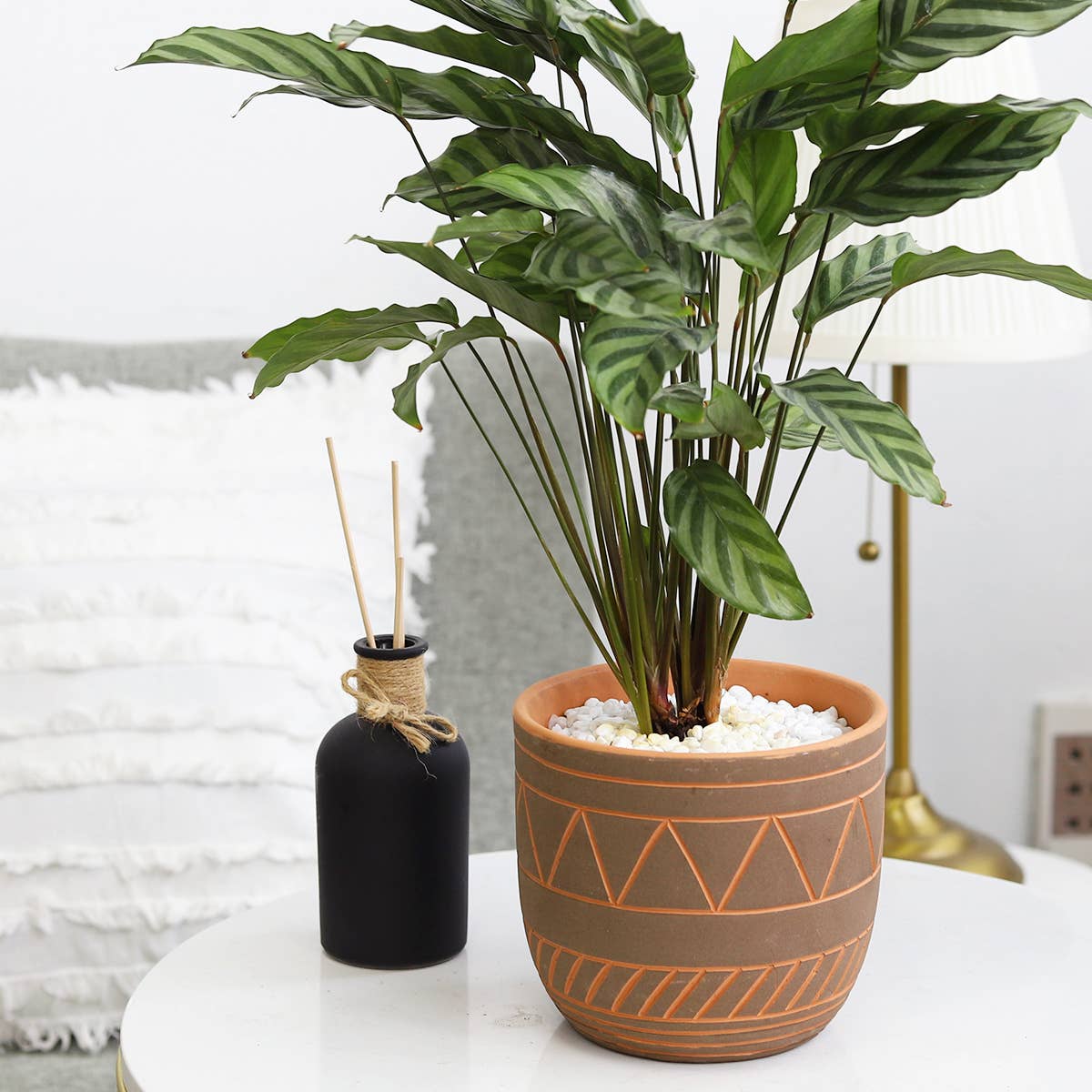5.5" Black Clay Geometric Pot, Indoor Outdoor Planter