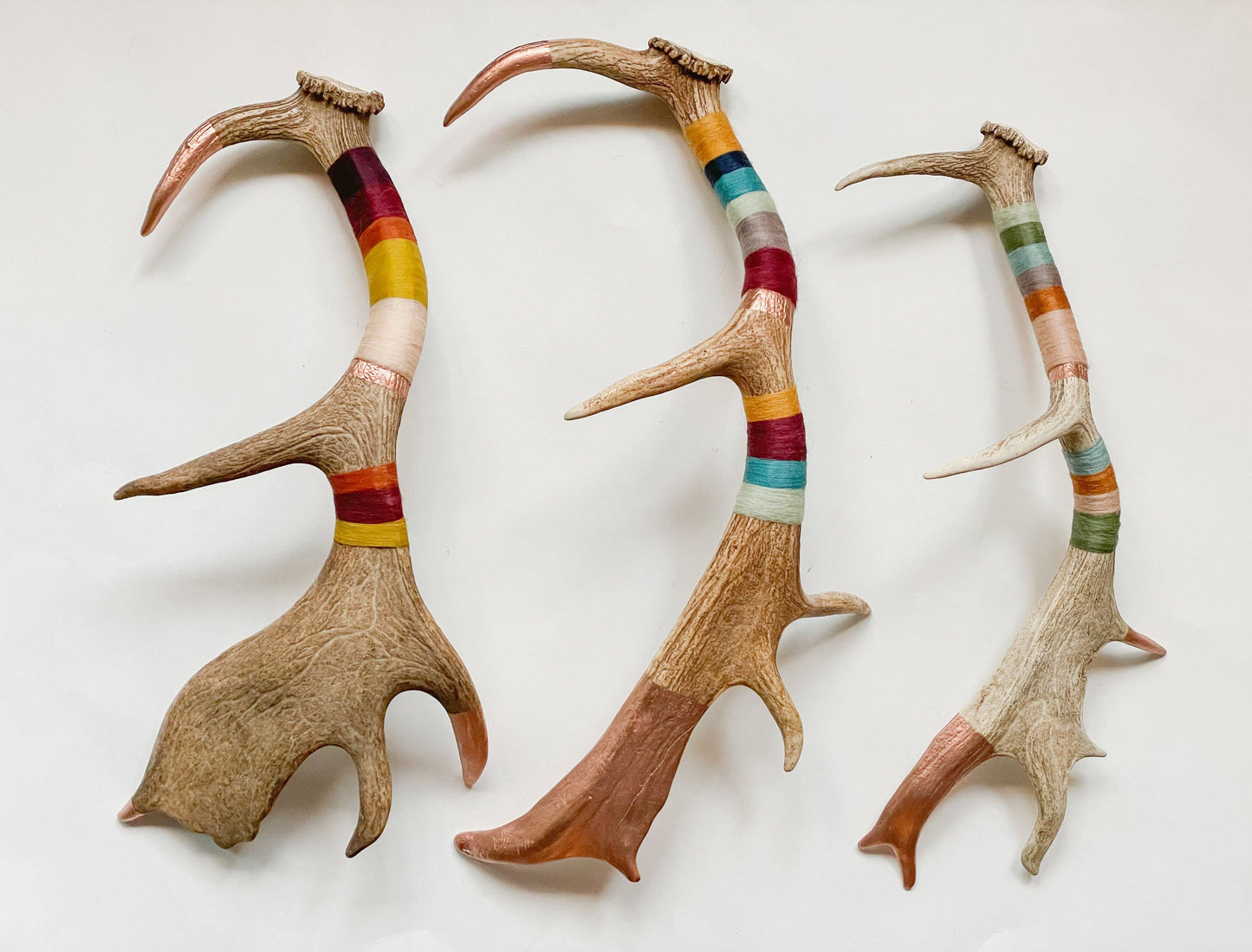 Wool Wrapped Deer Antler with Copper - Medium Fallow
