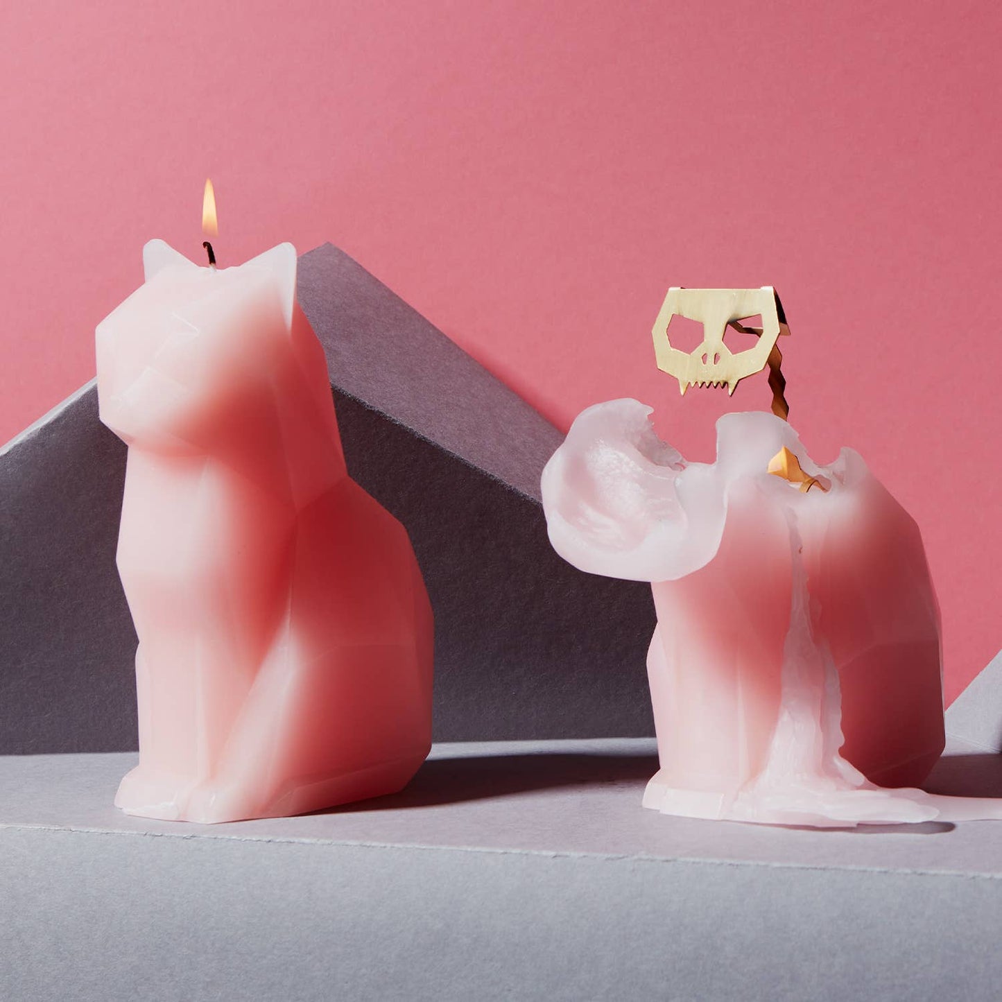 PyroPet Kisa Cat Skeleton Candle - Light Pink