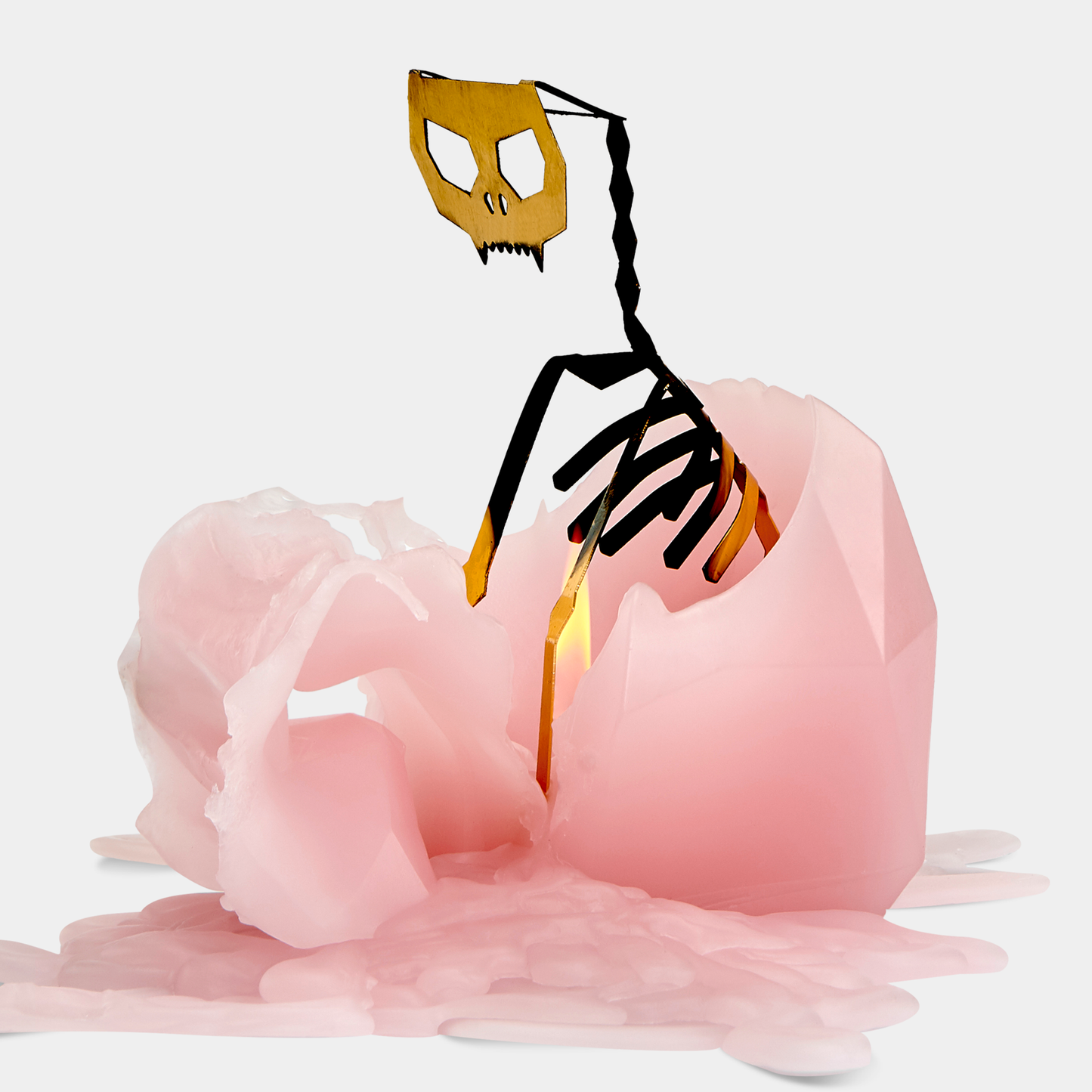 PyroPet Kisa Cat Skeleton Candle - Light Pink