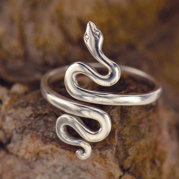 Adjustable Snake Ring: Recycled Sterling Silver