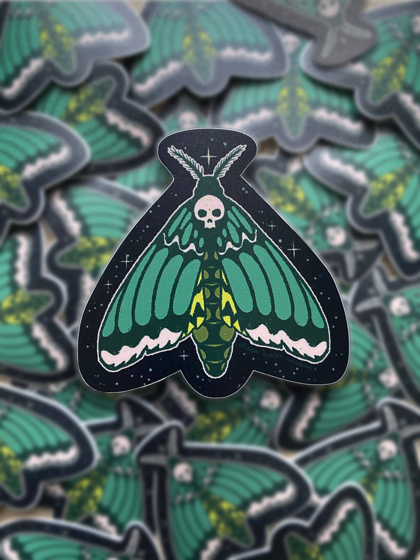 Death Moth Matte Sticker | witchy | skull | botanical