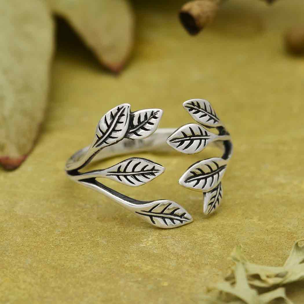 Leaf Cluster Adjustable Ring: Sterling Silver