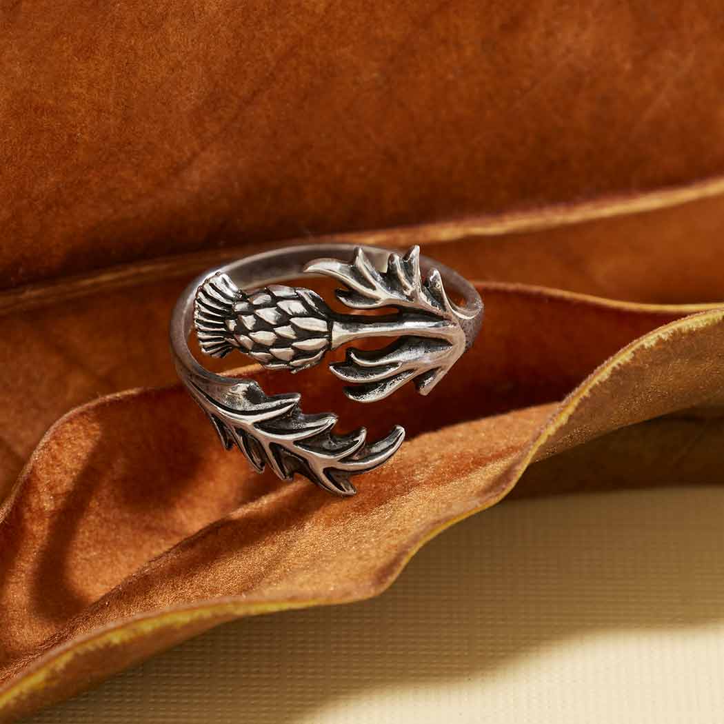 Sterling Silver Adjustable Thistle Ring