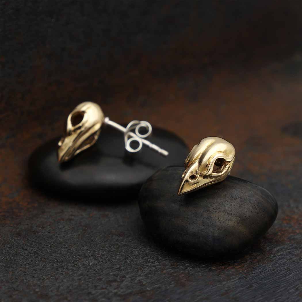 Sparrow Skull Post Earrings 12x7mm